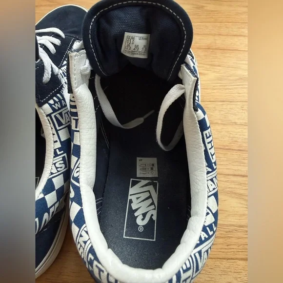 Vans Old Skool Navy Logo Checker Print Sneakers | Men’s Size 13 - Picture 5 of 11